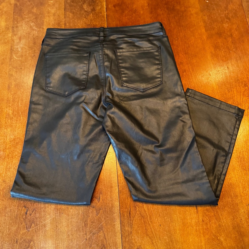 KUT from the Kloth Pants Womens 12 Black Coated Skinny KP2100MA1N Faux Leather - Picture 10 of 11